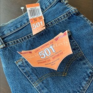 Levi’s 501 straight leg, button fly, 34x34, NWT